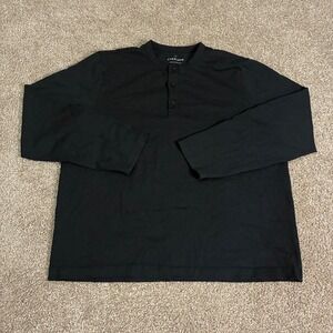 Everlane Henley Shirt Mens 2XL Black Long Sleeve Pullover Cotton Minimalist